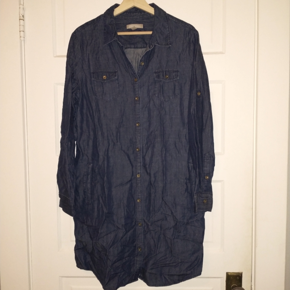 Banana Republic Dark Denim Midi Shirt Dress